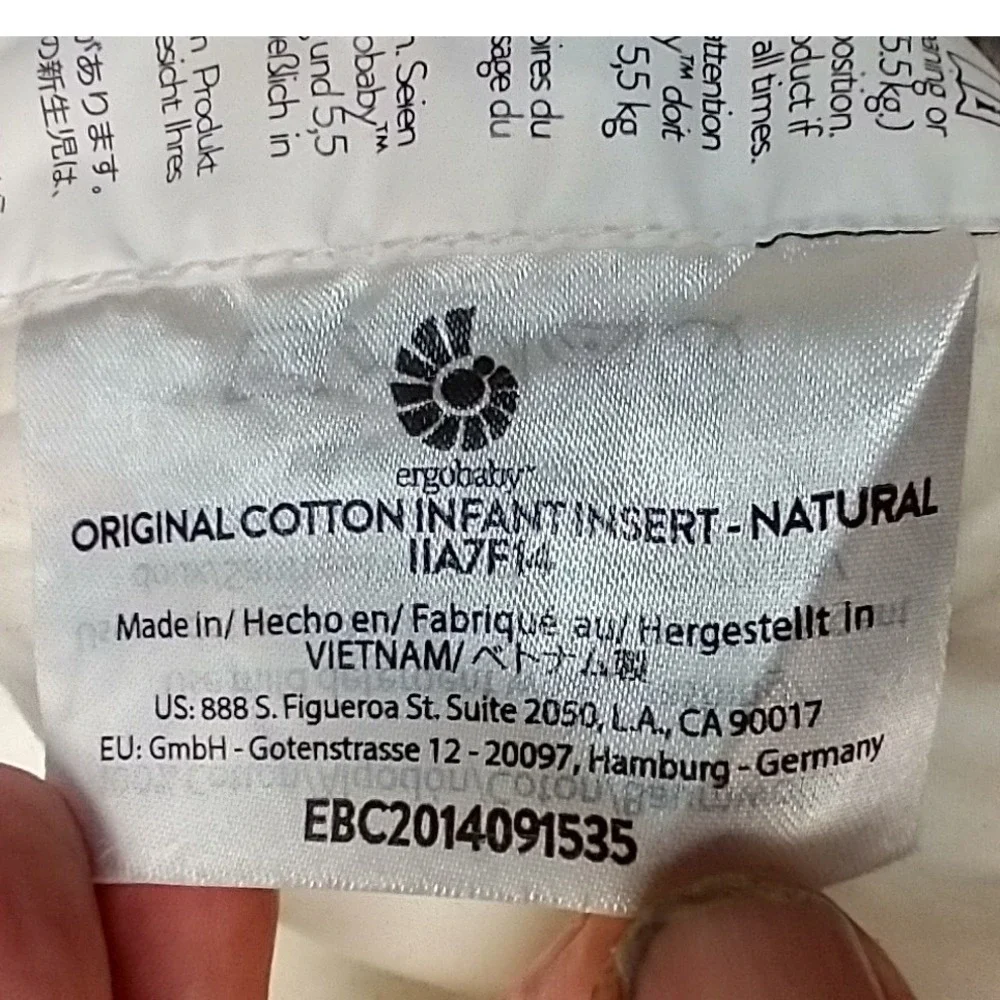 Ergobaby Original Cotton Infant Insert Natural IIA7F14 White Support Pillow